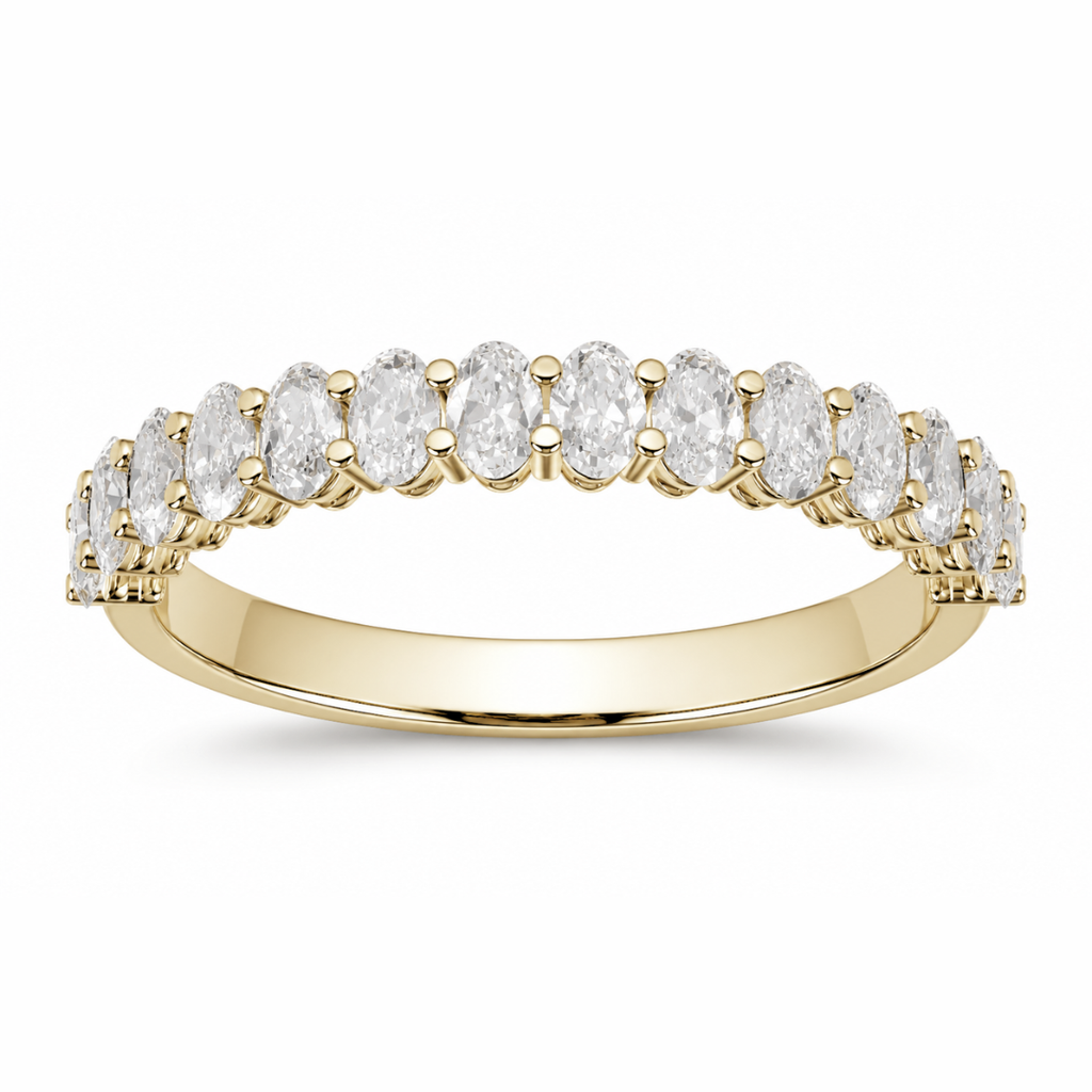 Oval diamond half eternity wedding band