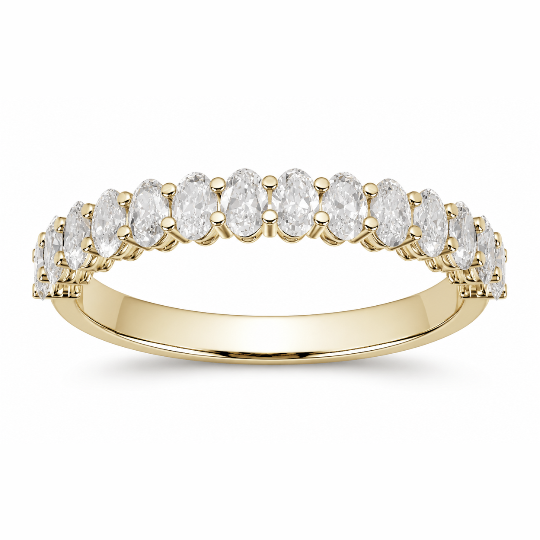 Oval diamond half eternity wedding band