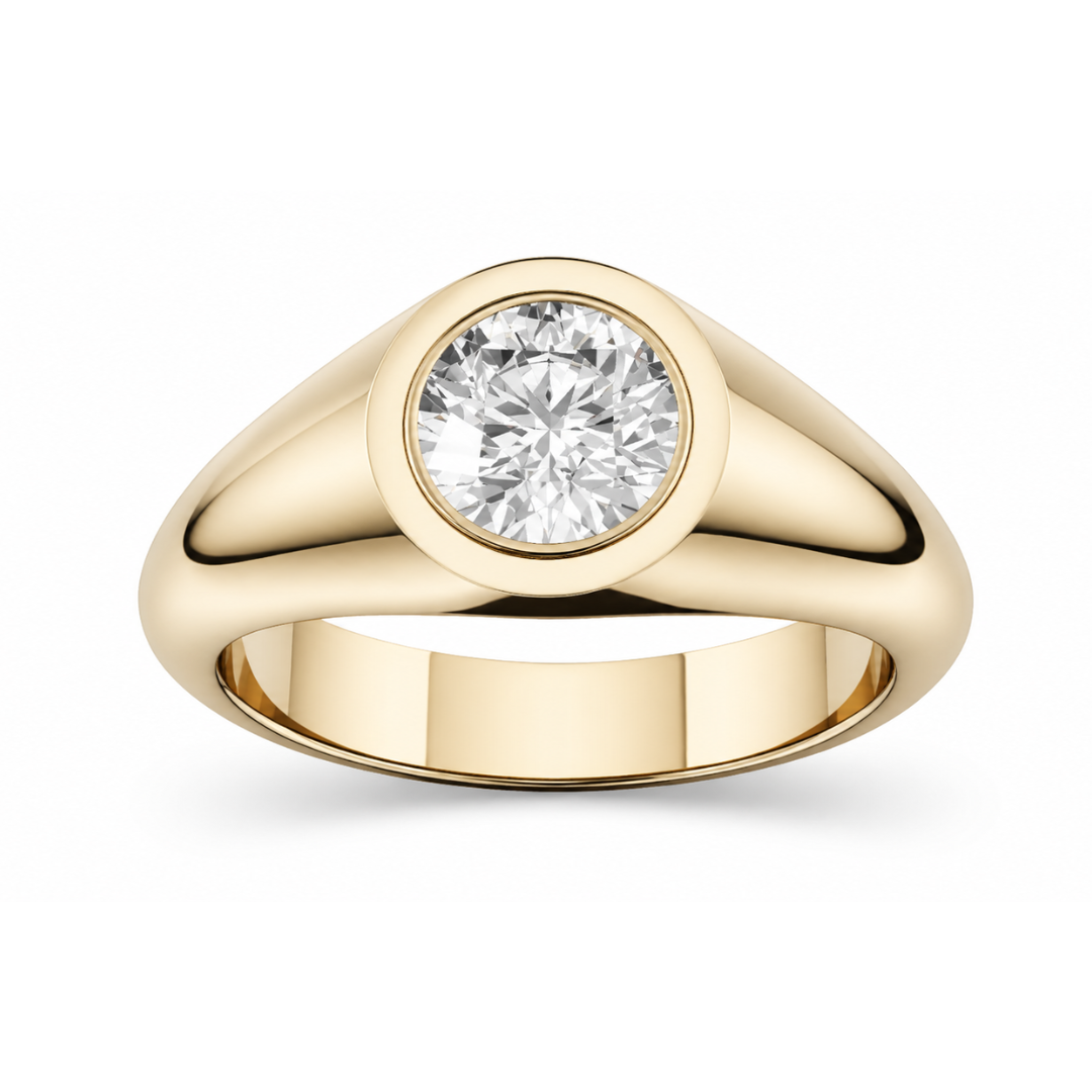 Round Diamond, East-West Signet-Style Setting