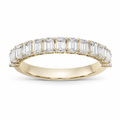 Emerald cut diamond half eternity wedding band