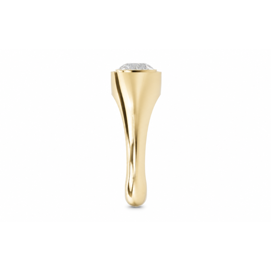 Round Diamond, East-West Signet-Style Setting