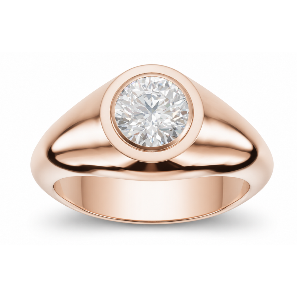 Round Diamond, East-West Signet-Style Setting