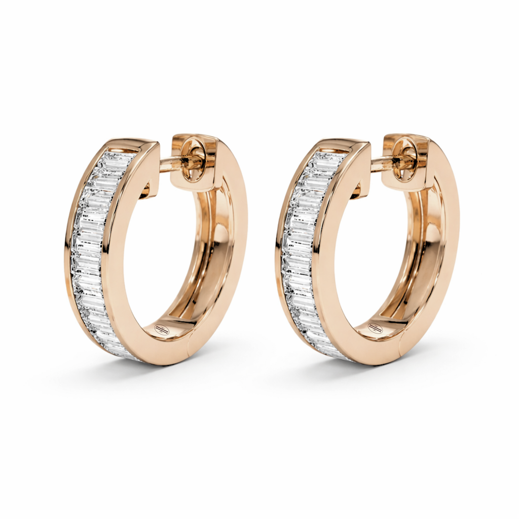 Baguette Diamond Huggies