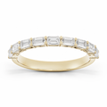 East-west emerald cut diamond half eternity wedding band