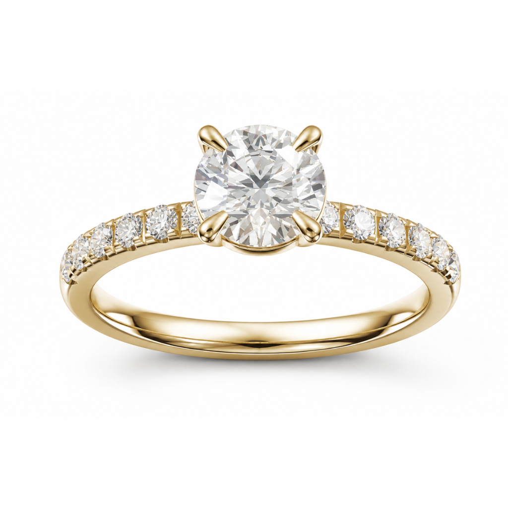 Round Diamond, Half Pavé Setting