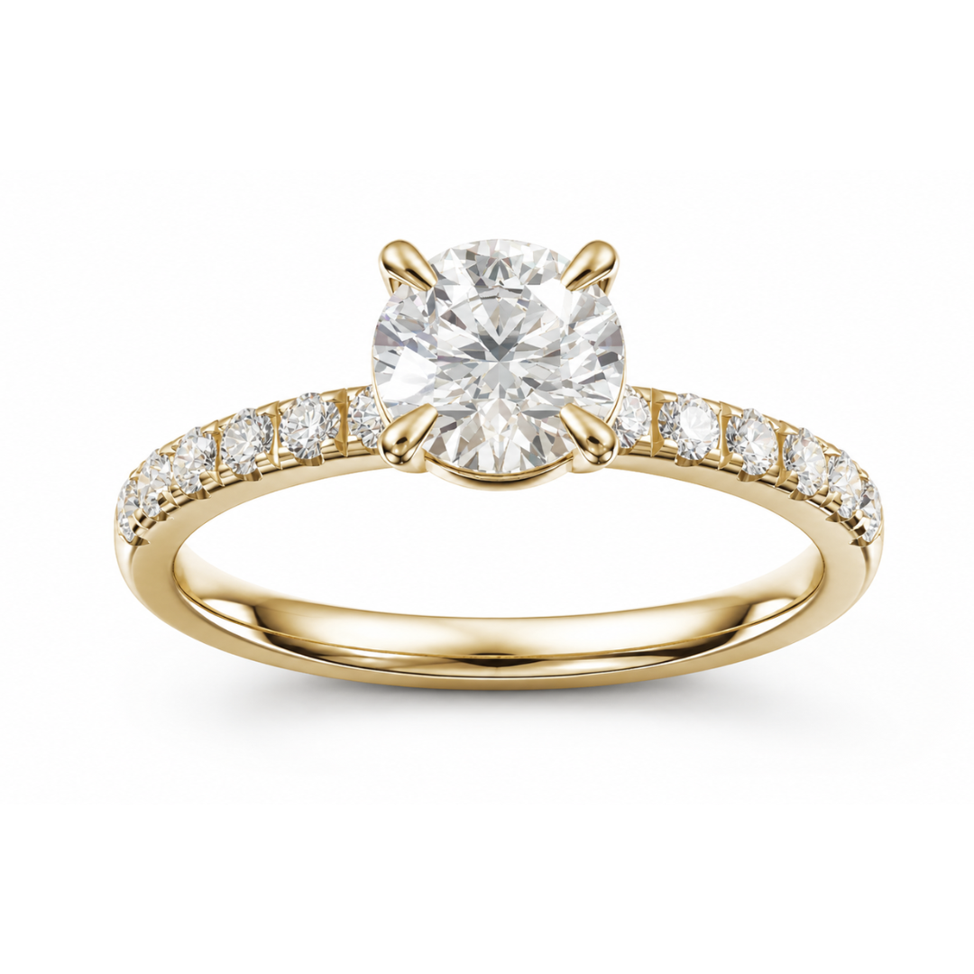 Round Diamond, Half Pavé Setting