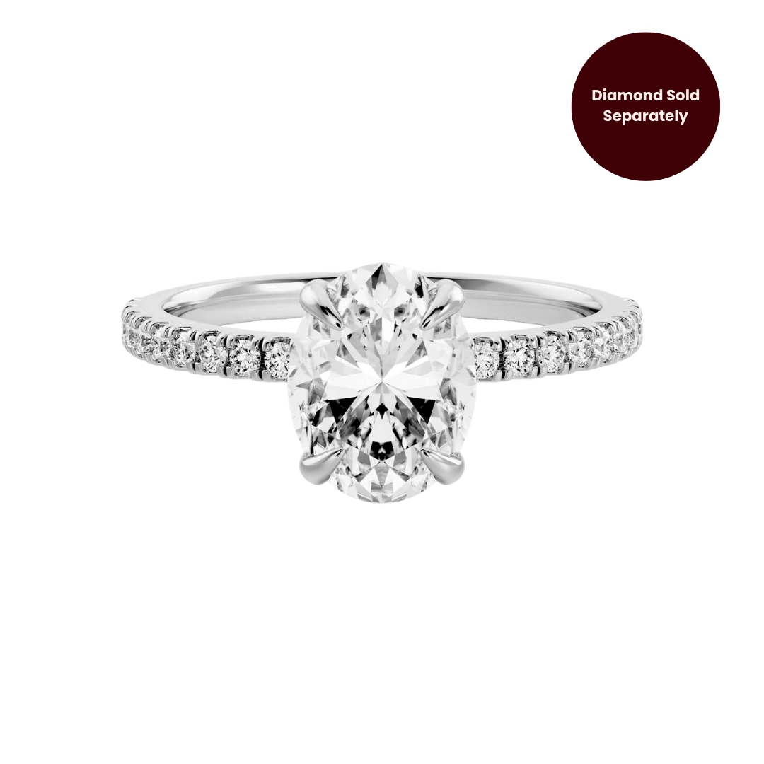 9ct White Gold 1.8mm Half Pavé Claw Setting