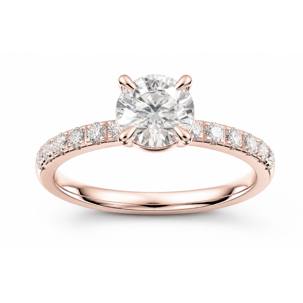 Round Diamond, Half Pavé Setting