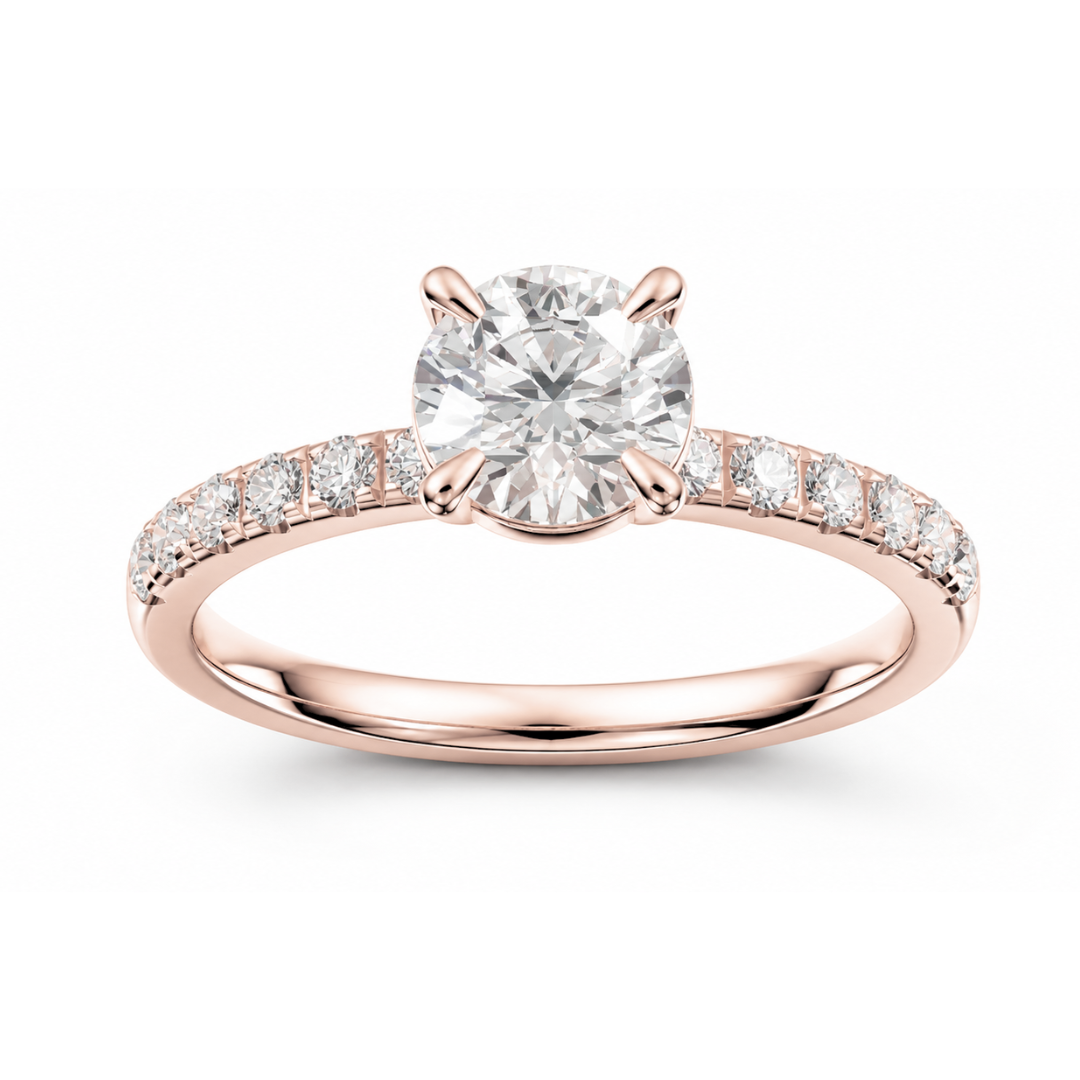 Round Diamond, Half Pavé Setting