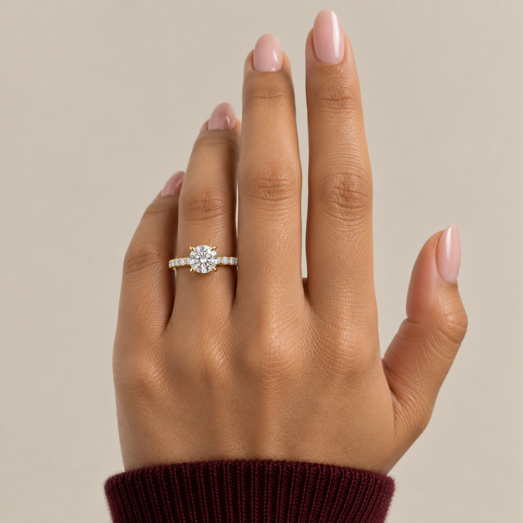 Round Diamond, Half Pavé Setting