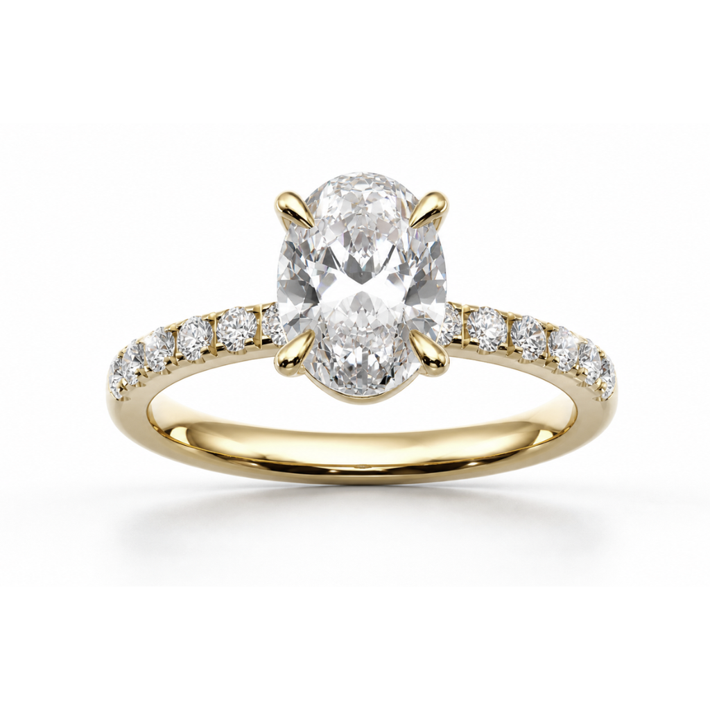 Oval Diamond, Half Pavé Setting