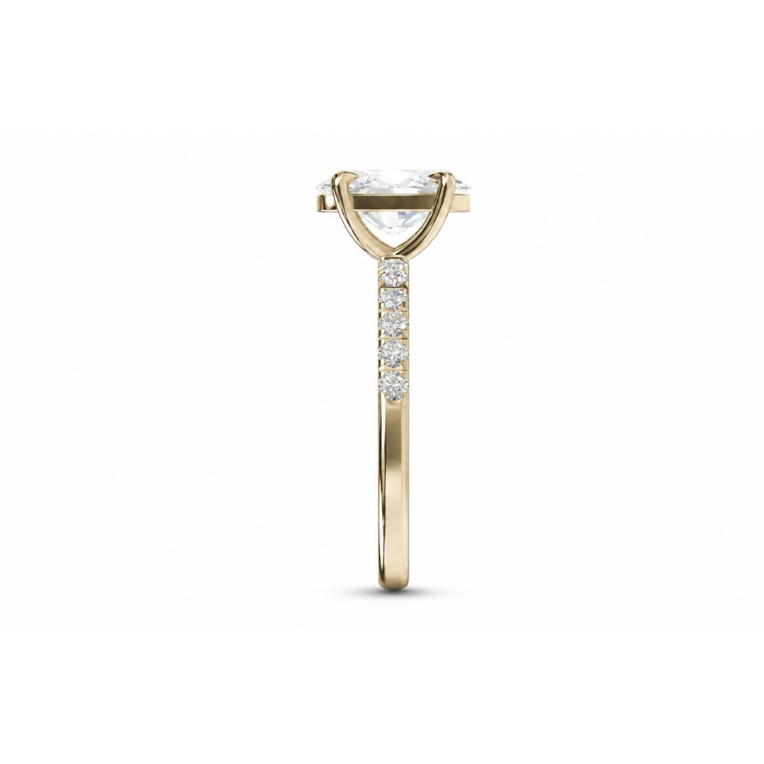 Oval Diamond, Half Pavé Setting