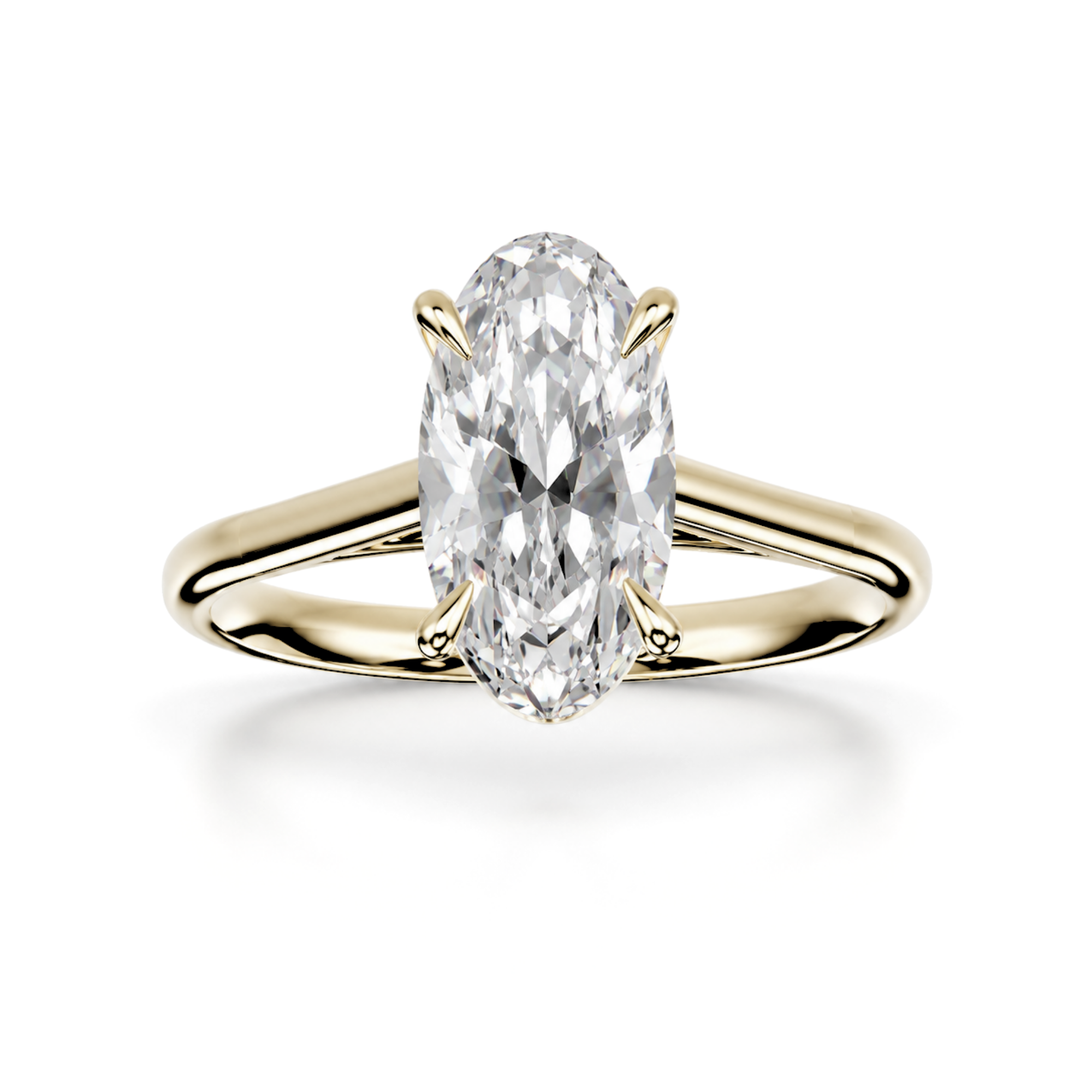 Moval Diamond, Solitaire with Cathedral Setting