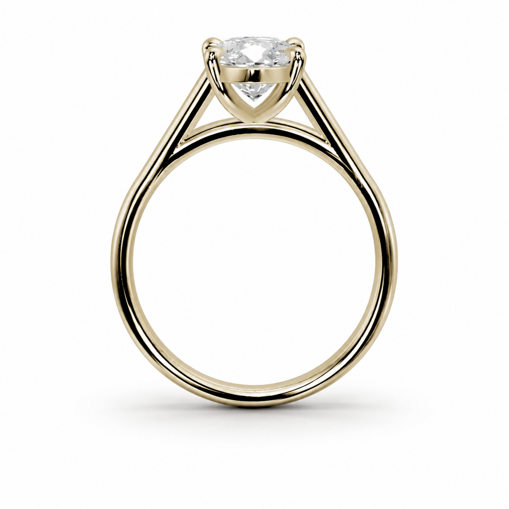 Moval Diamond, Solitaire with Cathedral Setting