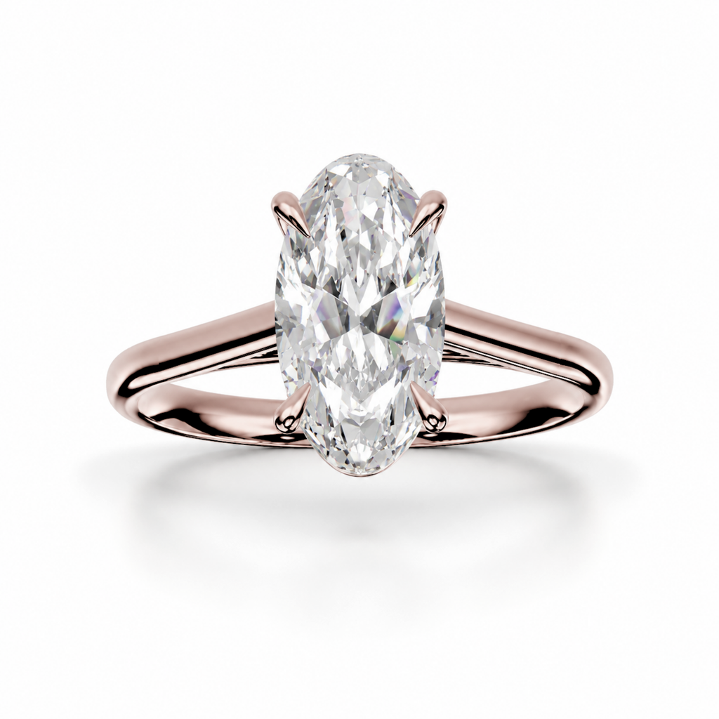 Moval Diamond, Solitaire with Cathedral Setting