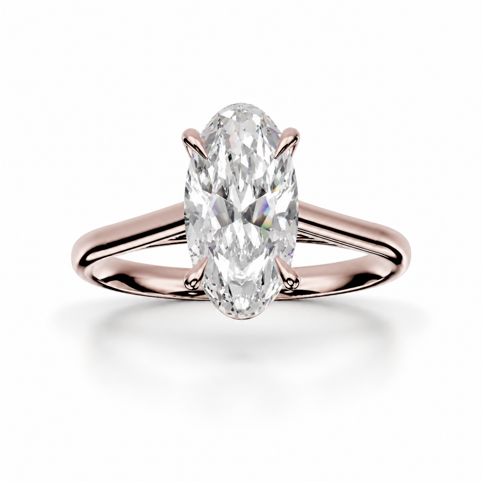 Moval Diamond, Solitaire with Cathedral Setting