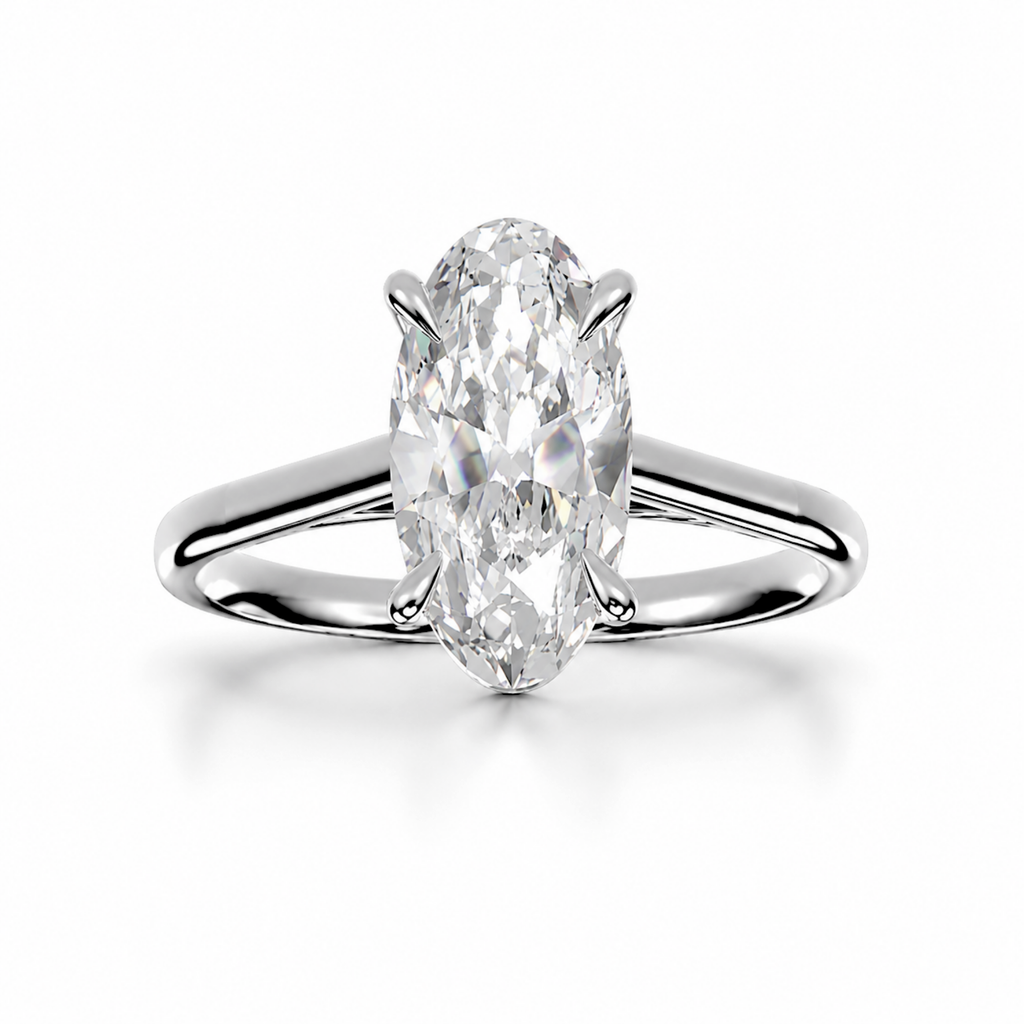 Moval Diamond, Solitaire with Cathedral Setting