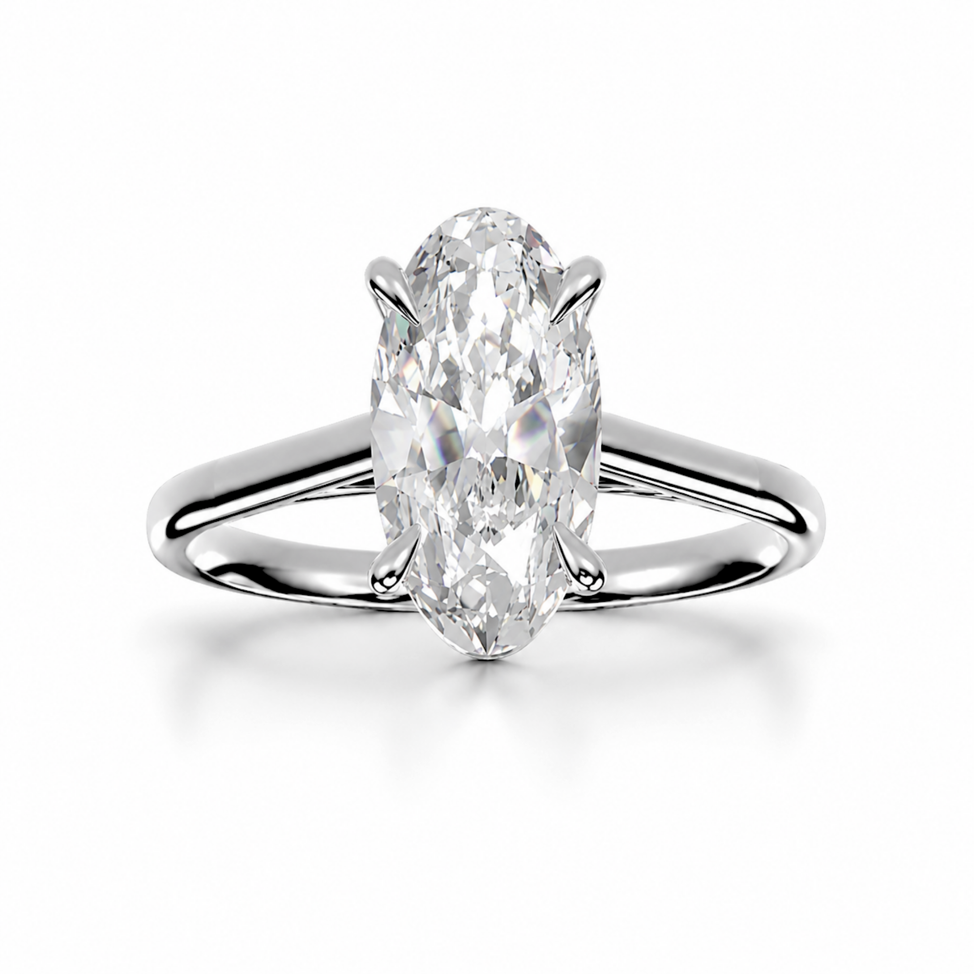 Moval Diamond, Solitaire with Cathedral Setting