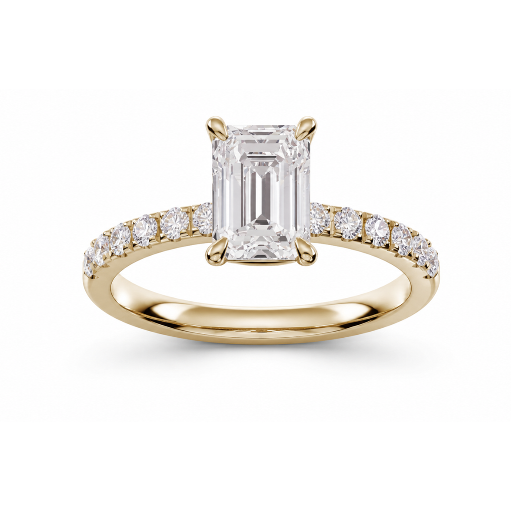 Emerald Diamond, Half Pavé Setting