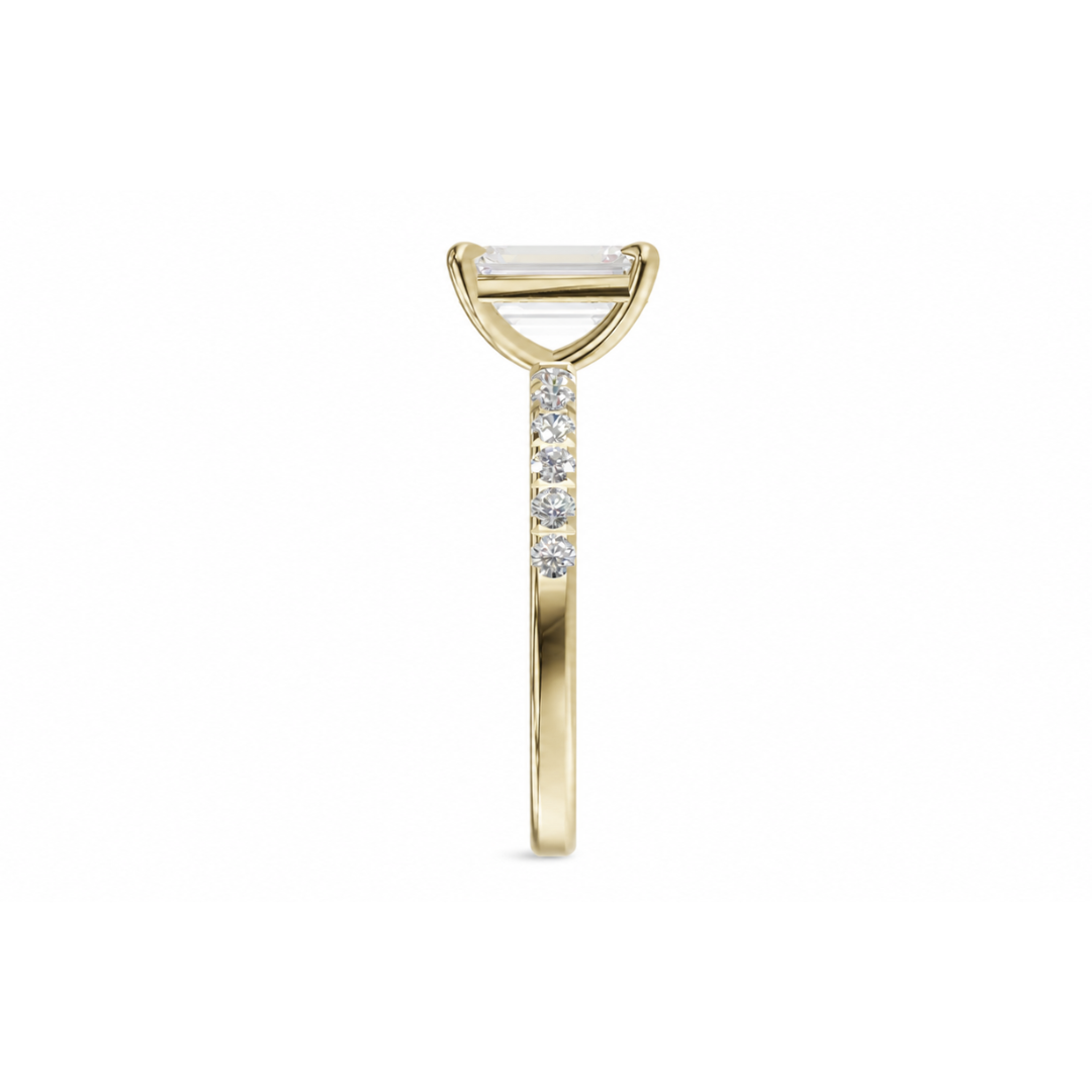 Emerald Diamond, Half Pavé Setting
