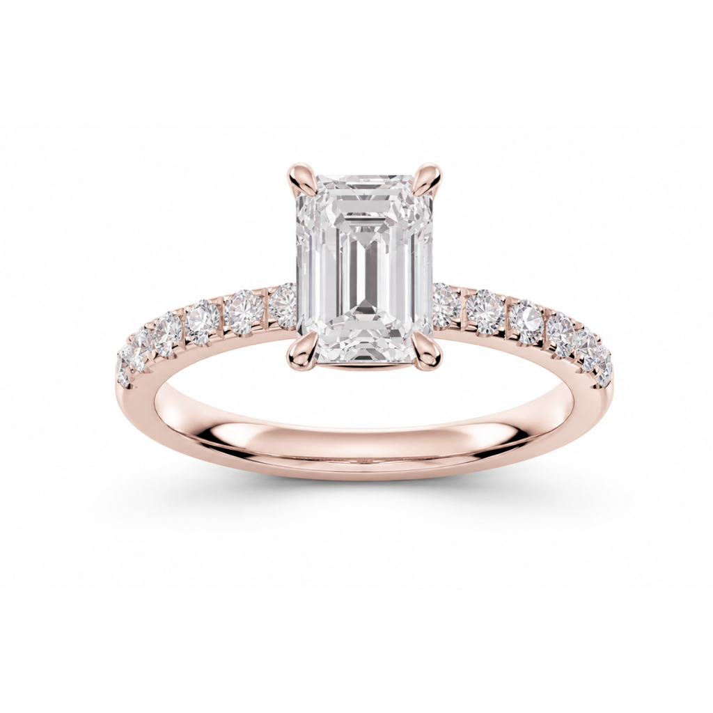 Emerald Diamond, Half Pavé Setting