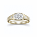 Elongated Cushion Bezel Diamond Signet Ring