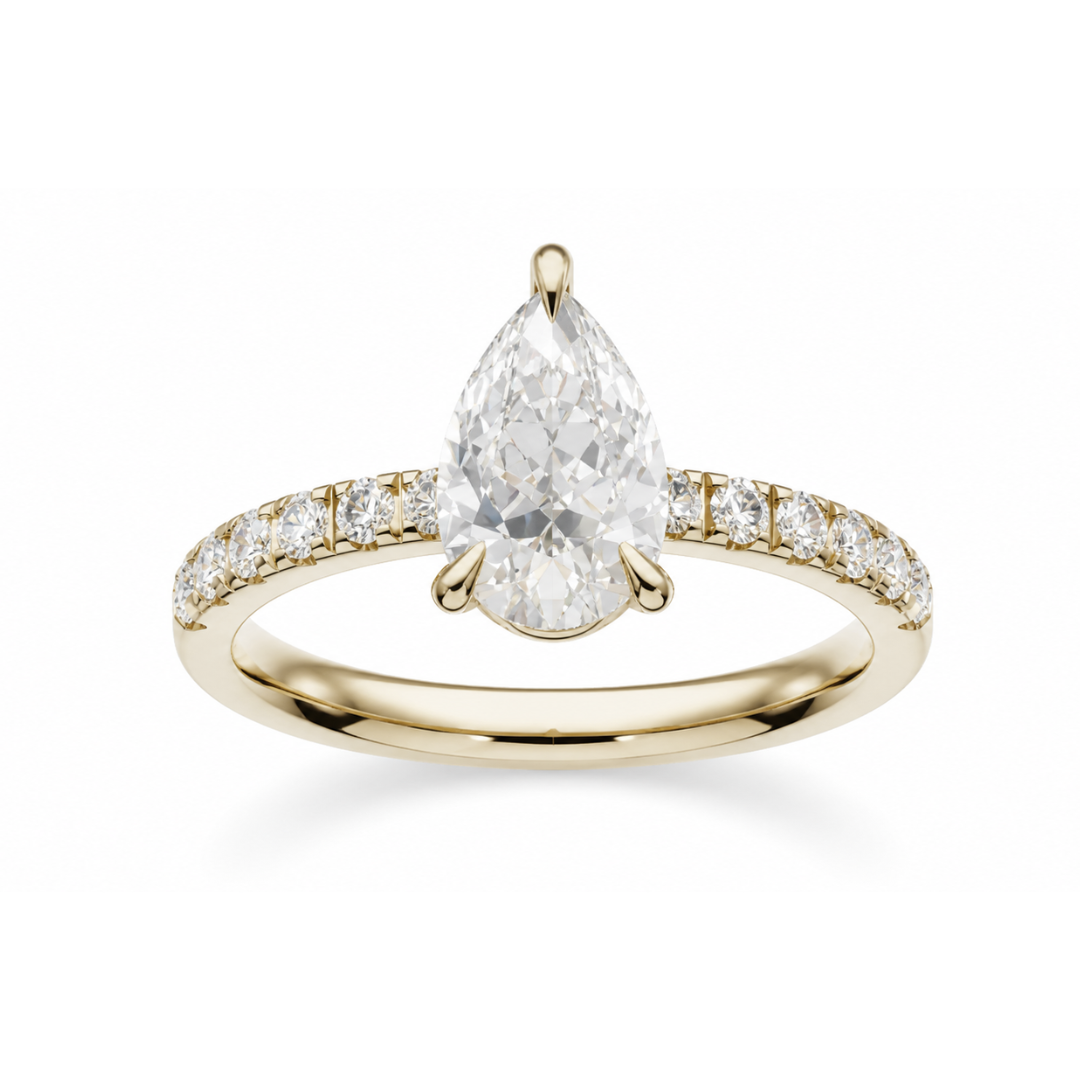 Pear Diamond, Half Pavé Setting
