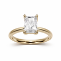Radiant cut diamond engagement ring in a high profile tulip setting