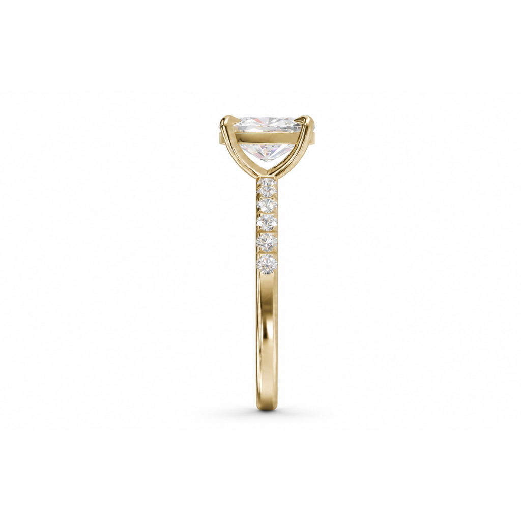 Elongated Cushion Diamond, Half Pavé Setting