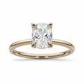 Elongated cushion diamond engagement ring in a high profile tulip setting
