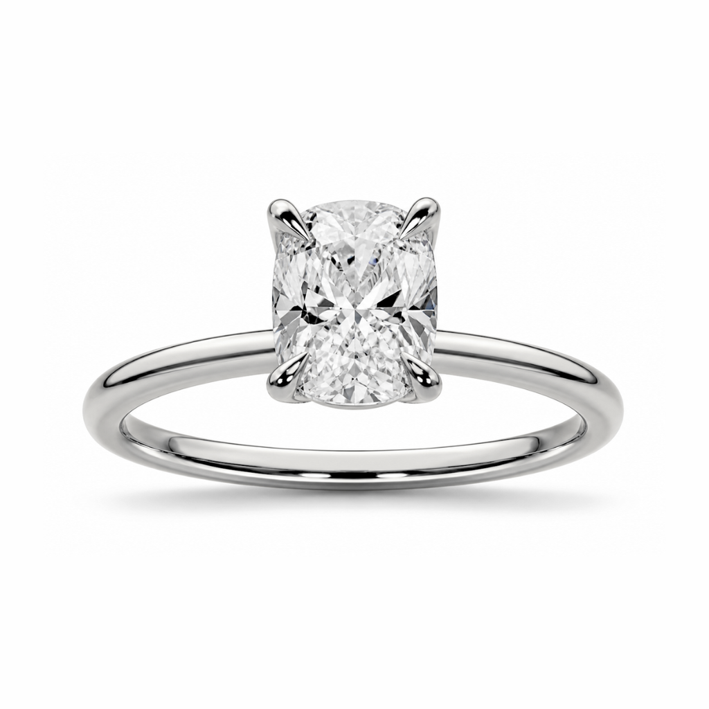 Elongated Cushion Diamond, High Profile Tulip Setting