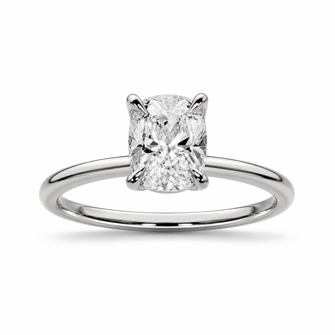 Elongated Cushion Diamond, High Profile Tulip Setting