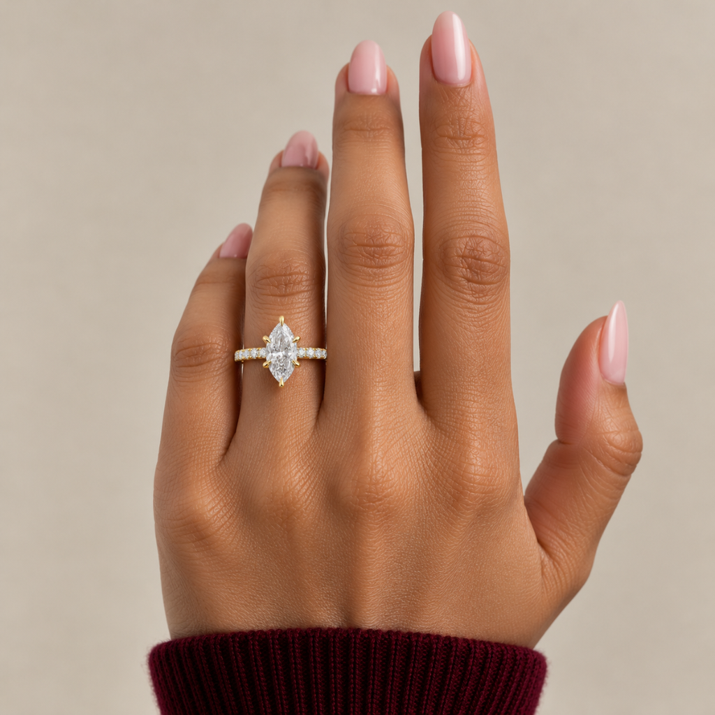 Marquise Diamond, Half Pavé Setting
