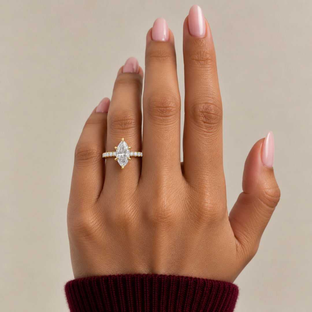 Marquise Diamond, Half Pavé Setting