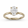 Oval diamond engagement ring in a high profile tulip setting