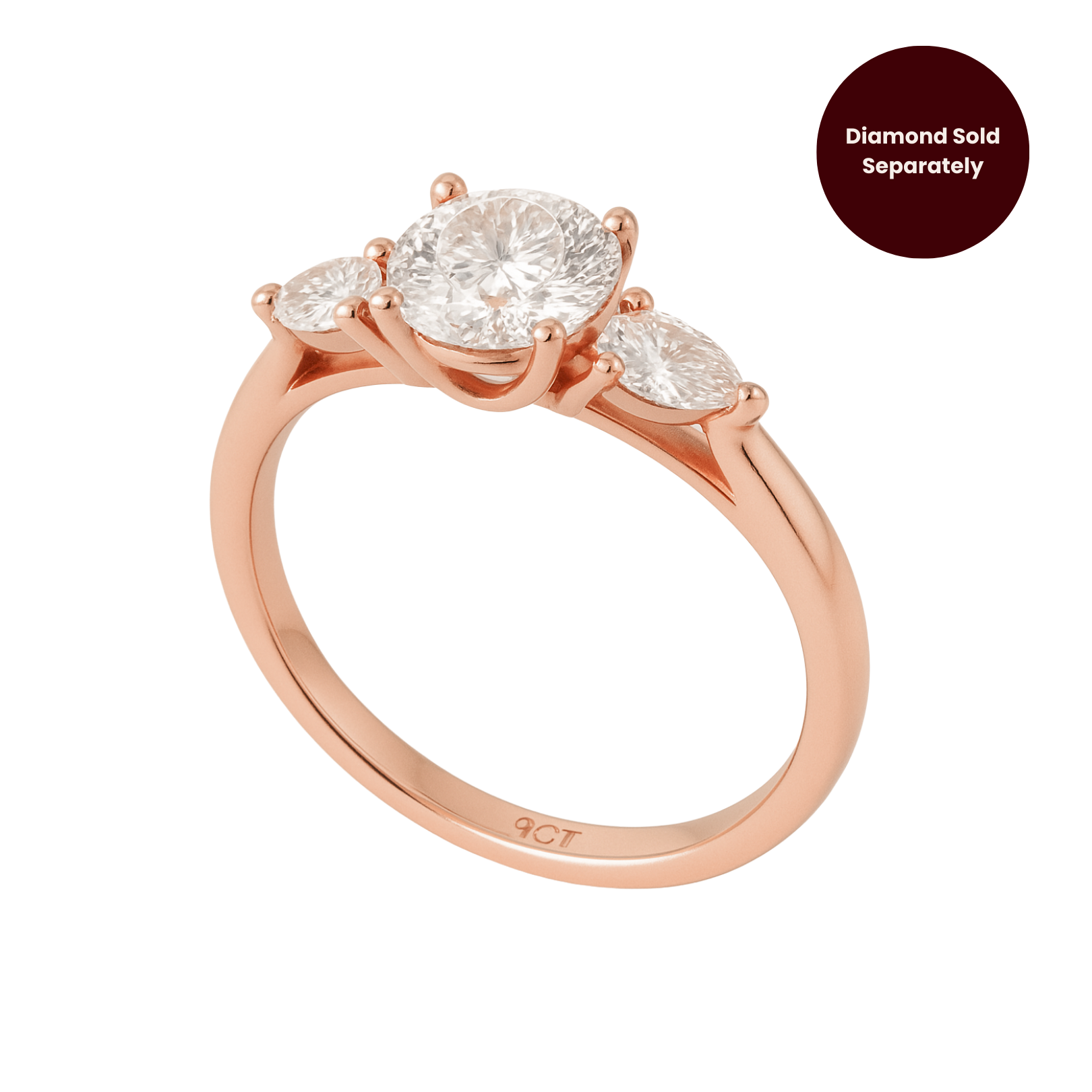 2mm Trilogy Setting (with 2 Pear Moissanites)