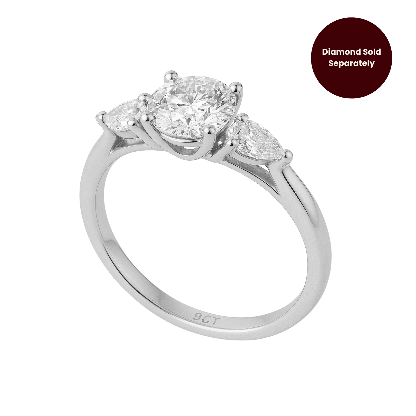 2mm Trilogy Setting (with 2 Pear Moissanites)