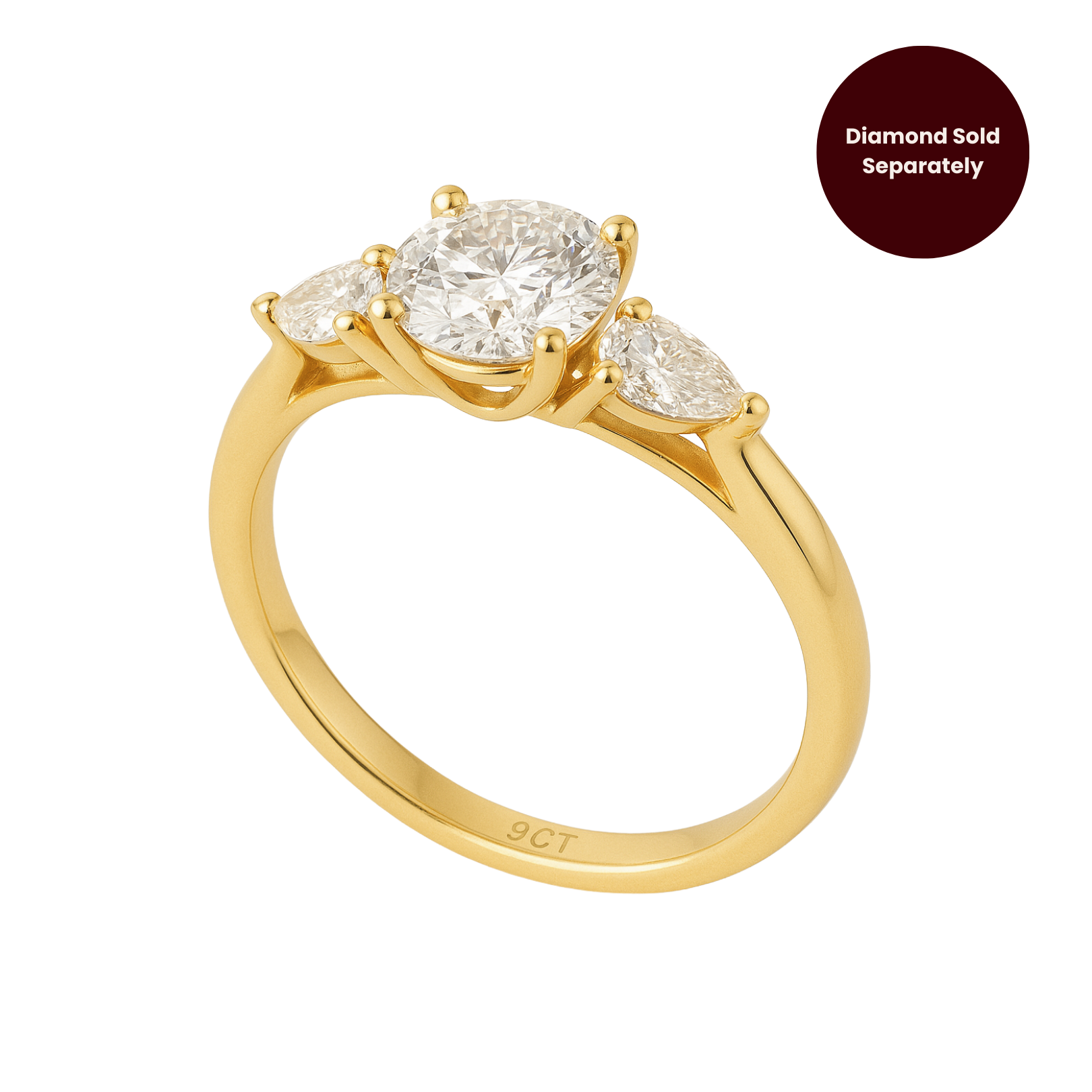 2mm Trilogy Setting (with 2 Pear Moissanites)