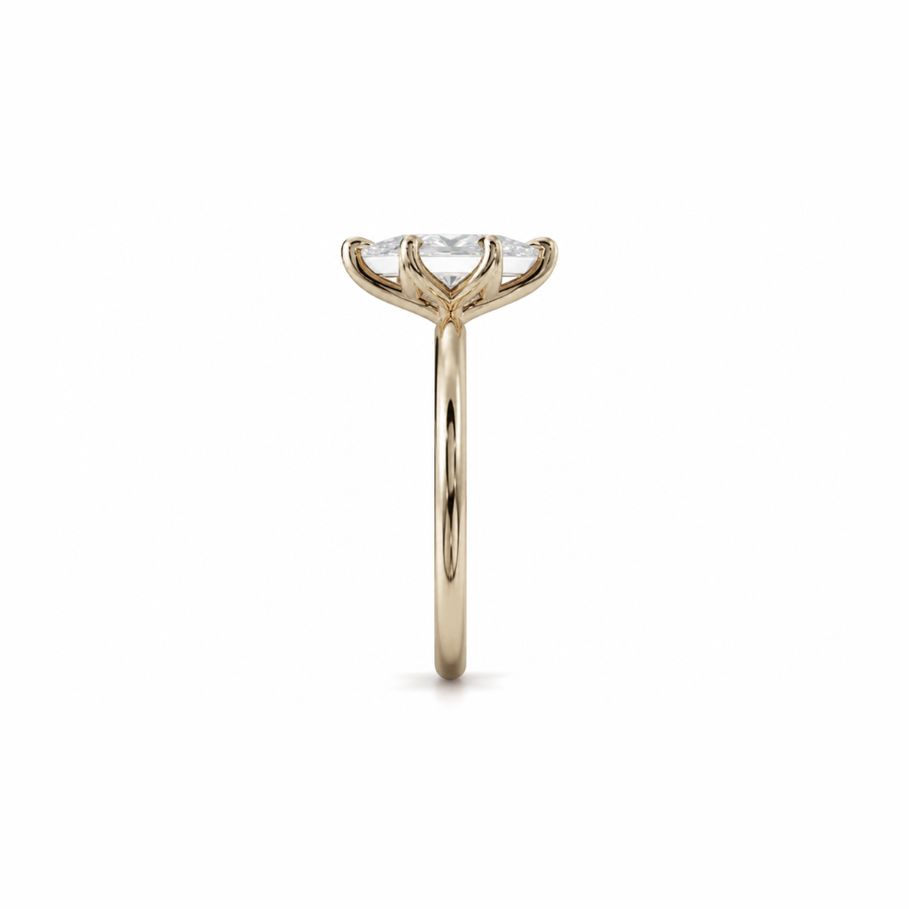 Elongated Hexagon Diamond, High Profile Tulip Setting
