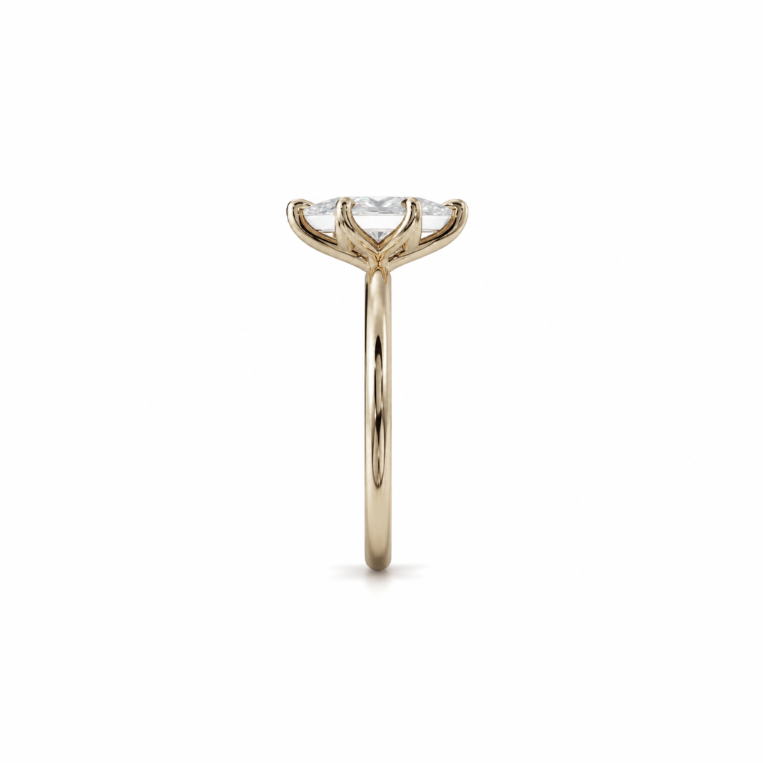 Elongated Hexagon Diamond, High Profile Tulip Setting