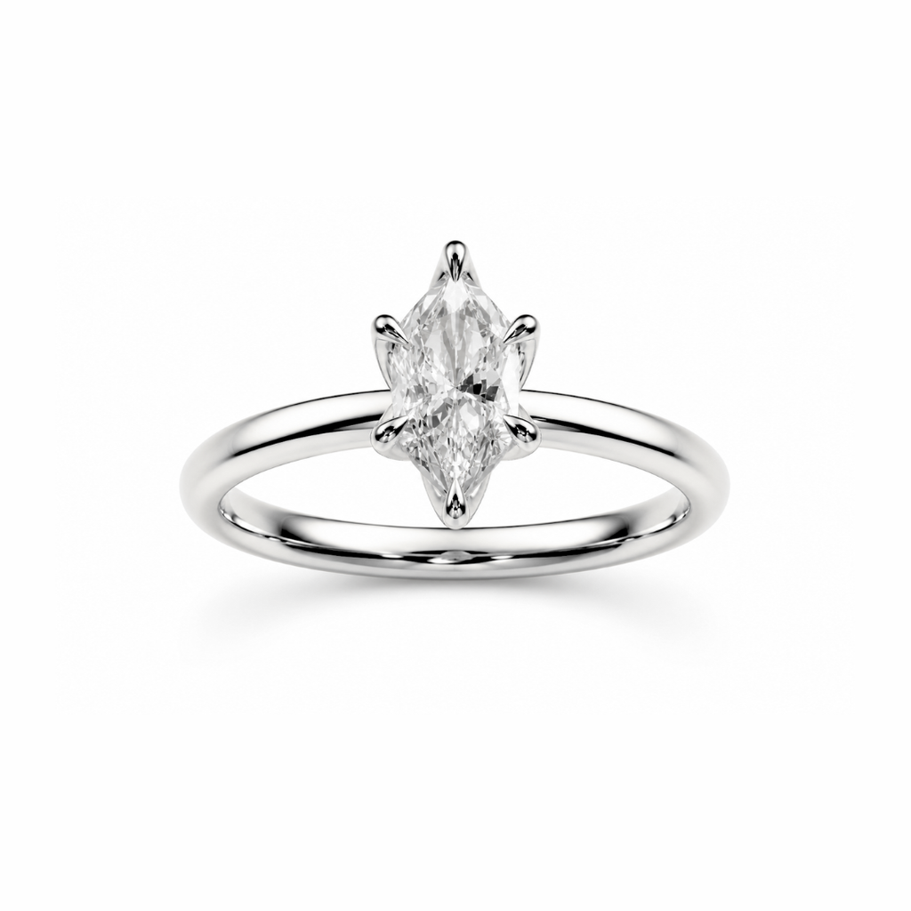 Elongated Hexagon Diamond, High Profile Tulip Setting