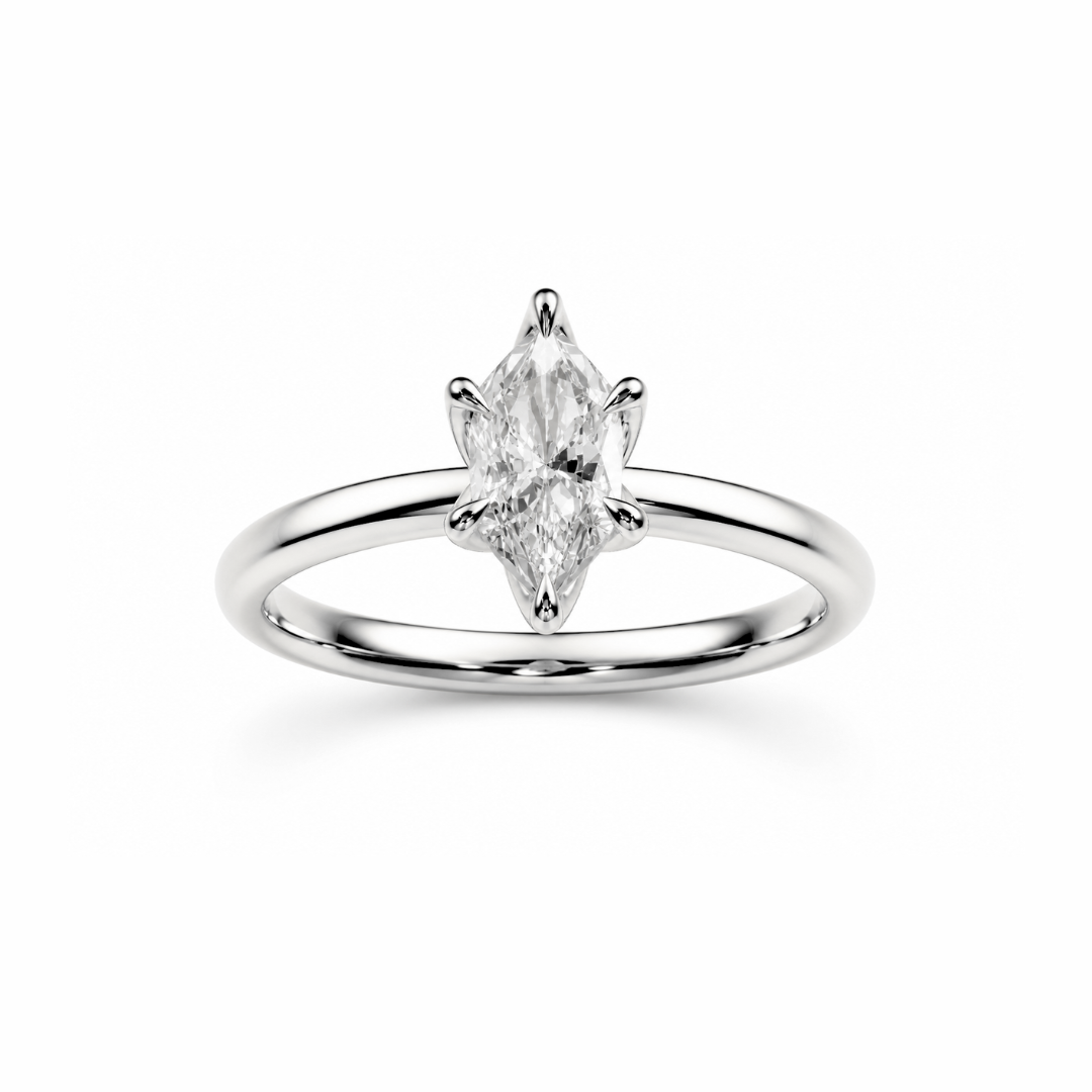 Elongated Hexagon Diamond, High Profile Tulip Setting