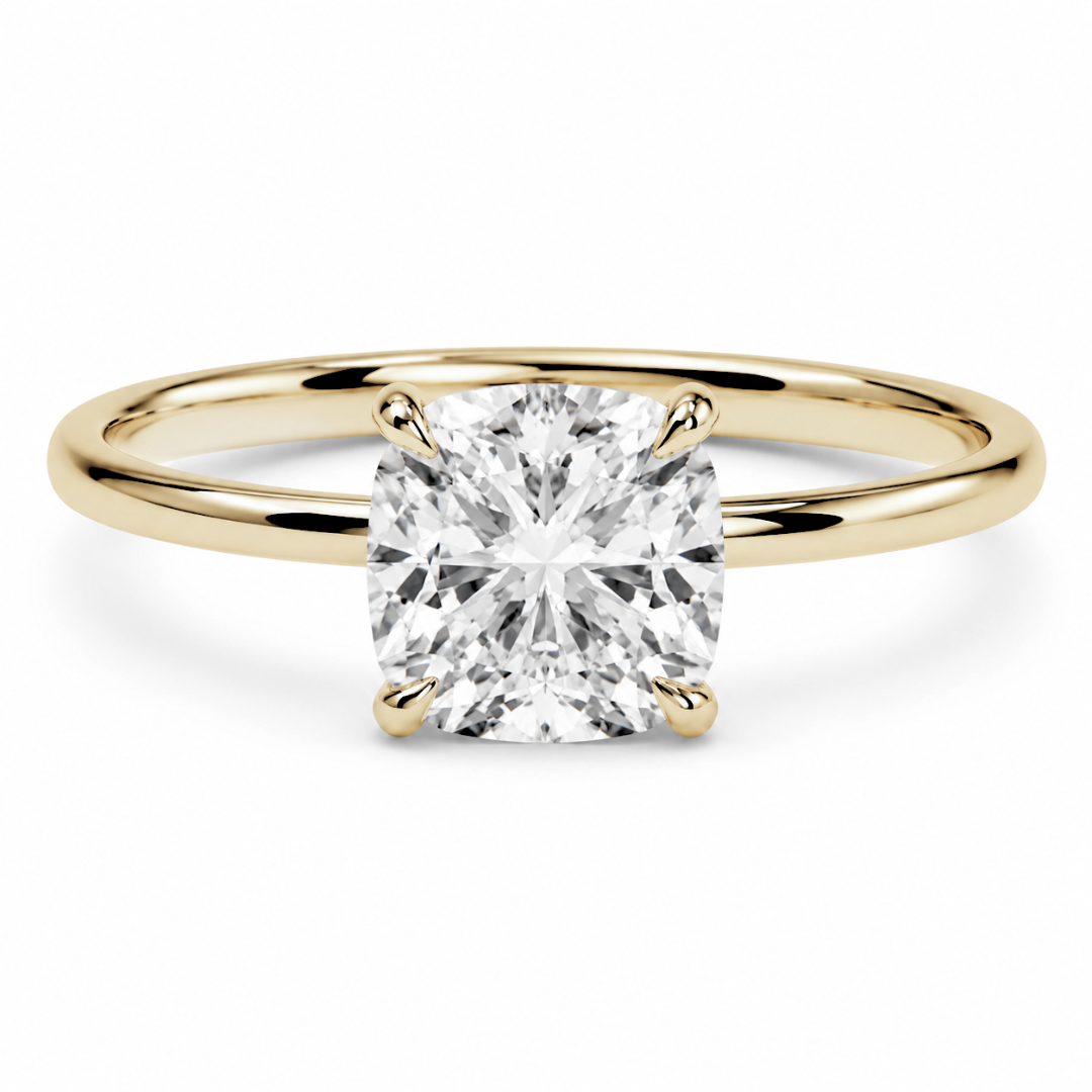Cushion Diamond, High Profile Claw Prong