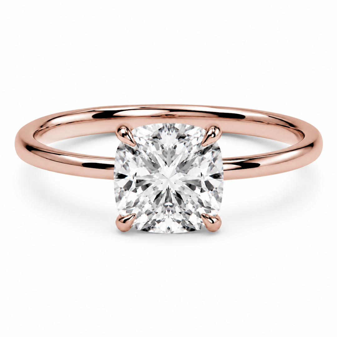 Cushion Diamond, High Profile Claw Prong