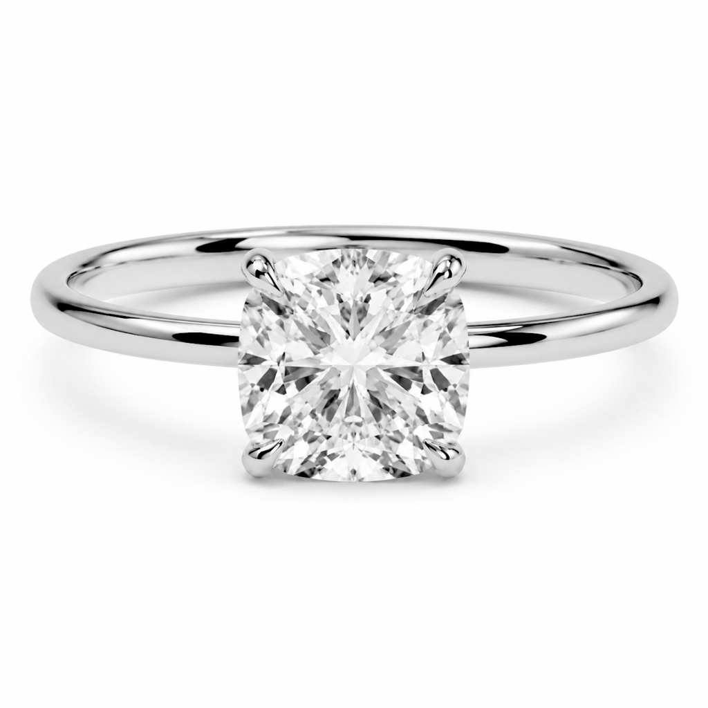Cushion Diamond, High Profile Claw Prong
