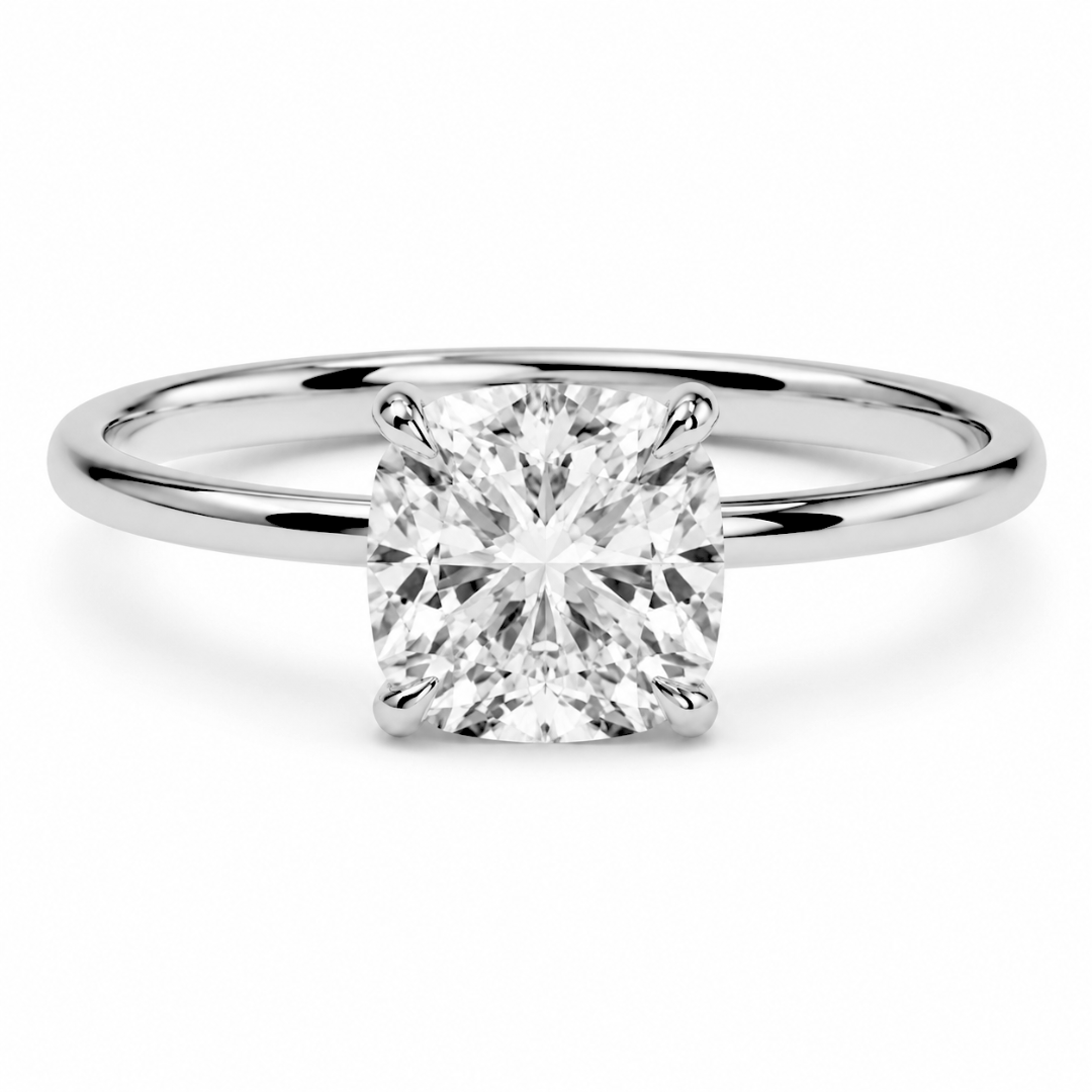 Cushion Diamond, High Profile Claw Prong