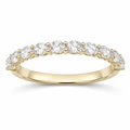 East-west oval diamond half eternity wedding band