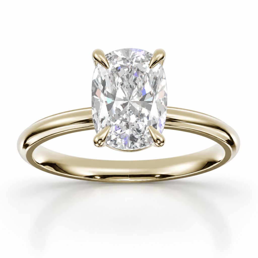 Elongated Cushion Diamond, High Profile Claw Prong