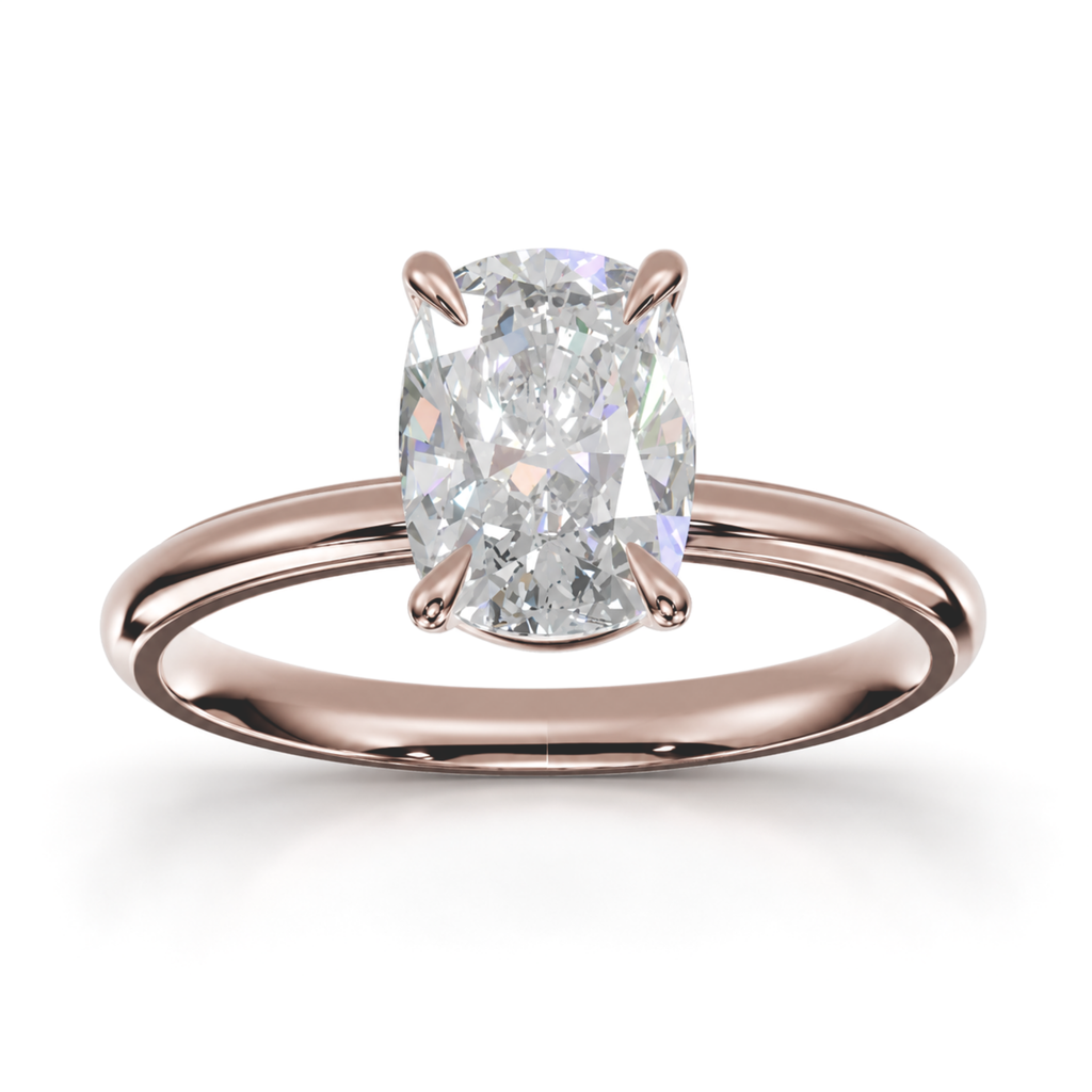 Elongated Cushion Diamond, High Profile Claw Prong