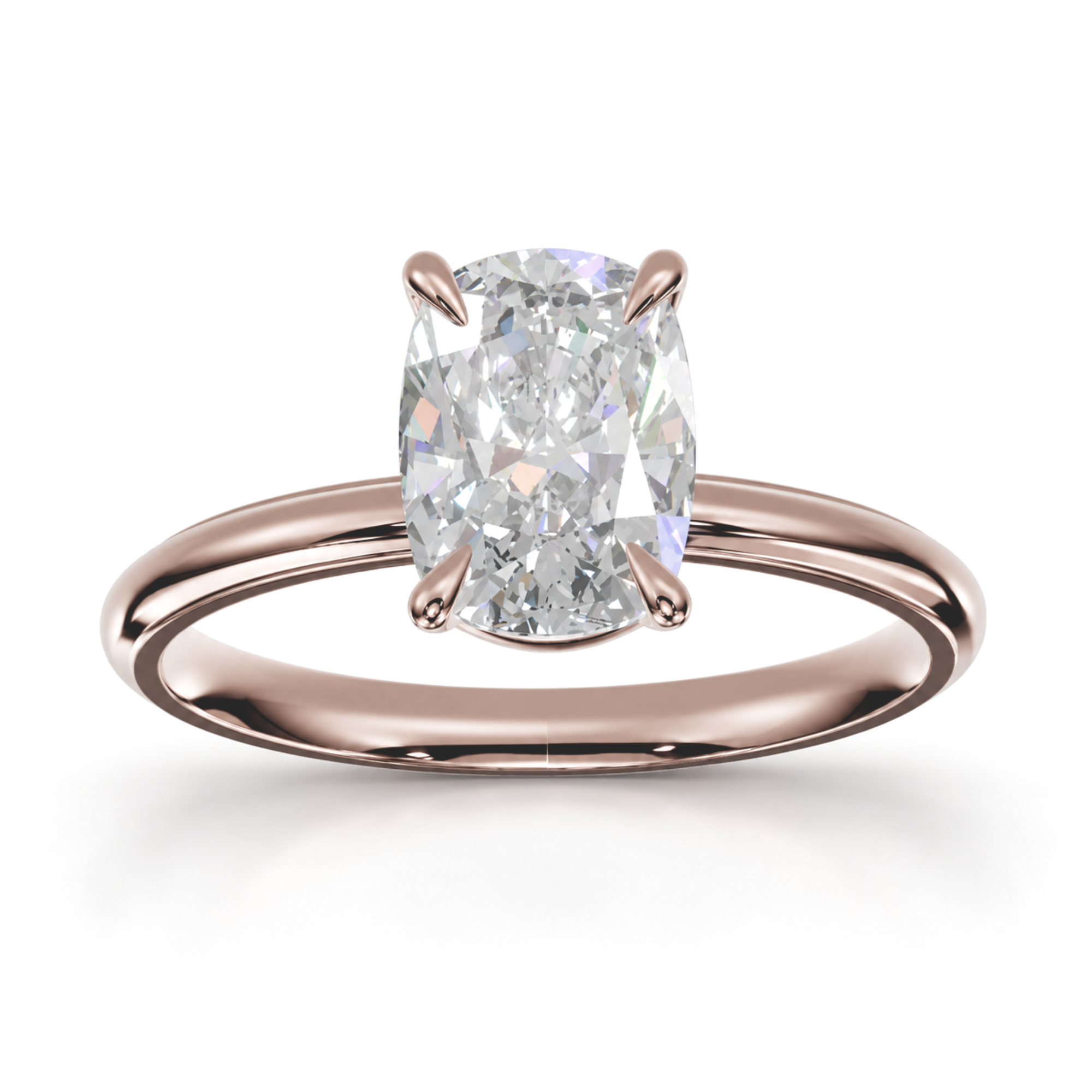 Elongated Cushion Diamond, High Profile Claw Prong